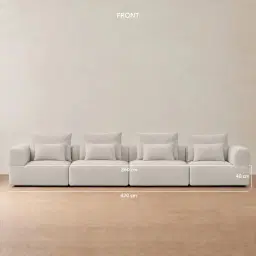 Riviera III Chalk White Chenille 4 Pieces Modular Fabric Sofa