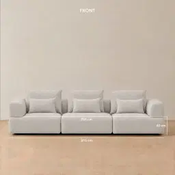 Riviera III Chalk White Chenille 3 Pieces Modular Fabric Sofa