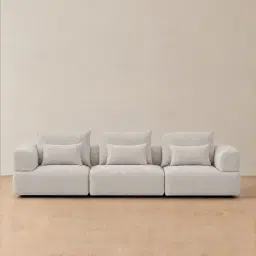 Riviera III Chalk White Chenille 3 Pieces Modular Fabric Sofa