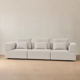 Riviera III Chalk White Chenille 3 Pieces Modular Fabric Sofa