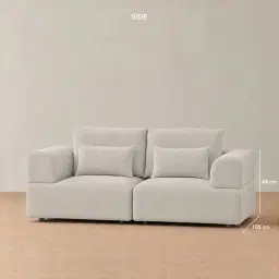 Riviera III Chalk White Chenille 2 Pieces Modular Fabric Sofa