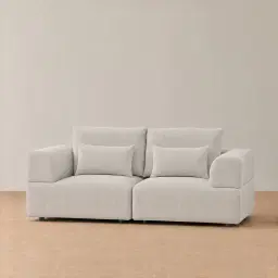 Riviera III Chalk White Chenille 2 Pieces Modular Fabric Sofa