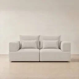 Riviera III Chalk White Chenille 2 Pieces Modular Fabric Sofa