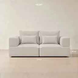 Riviera III Chalk White Chenille 2 Pieces Modular Fabric Sofa