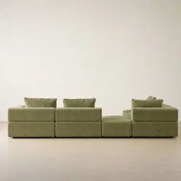 Riviera III Dusty Green Chenille Fabric Modular Sofa