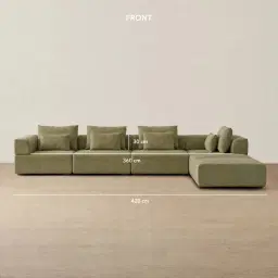 Riviera III Dusty Green Chenille Fabric Modular Sofa
