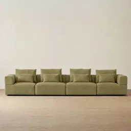 Riviera III Dusty Green Chenille 4 Pieces Modular Fabric Sofa