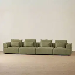 Riviera III Dusty Green Chenille 4 Pieces Modular Fabric Sofa