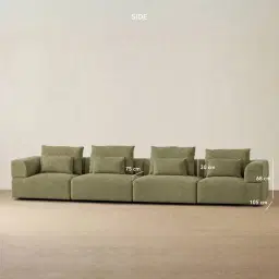 Riviera III Dusty Green Chenille 4 Pieces Modular Fabric Sofa