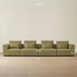 Riviera III Dusty Green Chenille 4 Pieces Modular Fabric Sofa