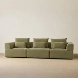 Riviera III Dusty Green Chenille 3 Pieces Modular Fabric Sofa