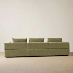 Riviera III Dusty Green Chenille 3 Pieces Modular Fabric Sofa