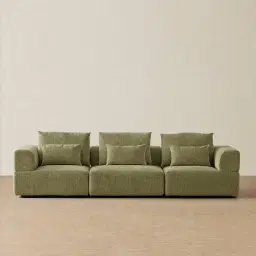 Riviera III Dusty Green Chenille 3 Pieces Modular Fabric Sofa