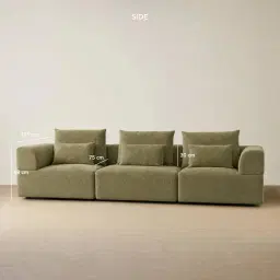 Riviera III Dusty Green Chenille 3 Pieces Modular Fabric Sofa