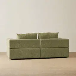 Riviera III Dusty Green Chenille 2 Pieces Modular Fabric Sofa