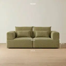 Riviera III Dusty Green Chenille 2 Pieces Modular Fabric Sofa