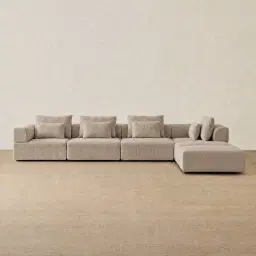 Riviera III Mushroom Chenille Fabric Modular Sofa