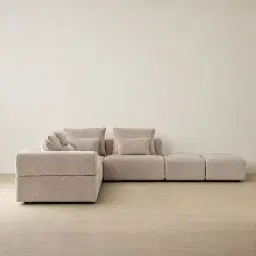Riviera III Mushroom Chenille Fabric Modular Sofa