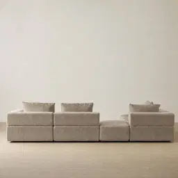 Riviera III Mushroom Chenille Fabric Modular Sofa