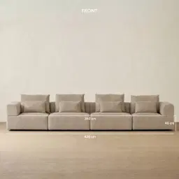 Riviera III Mushroom Chenille 4 Pieces Modular Fabric Sofa