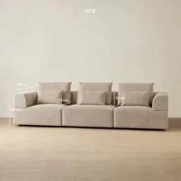 Riviera III Mushroom Chenille 3 Pieces Modular Fabric Sofa