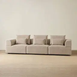 Riviera III Mushroom Chenille 3 Pieces Modular Fabric Sofa