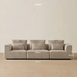 Riviera III Mushroom Chenille 3 Pieces Modular Fabric Sofa