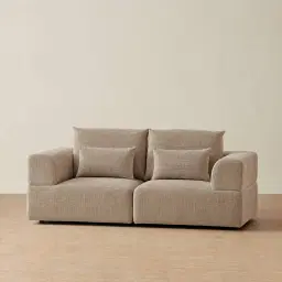 Riviera III Mushroom Chenille 2 Pieces Modular Fabric Sofa