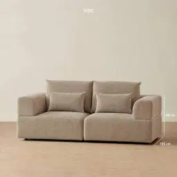 Riviera III Mushroom Chenille 2 Pieces Modular Fabric Sofa