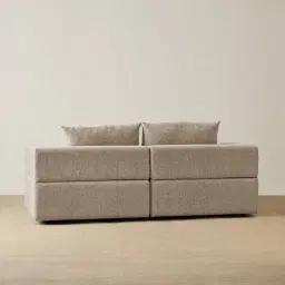 Riviera III Mushroom Chenille 2 Pieces Modular Fabric Sofa