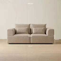 Riviera III Mushroom Chenille 2 Pieces Modular Fabric Sofa