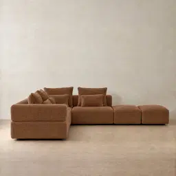 Riviera III Chestnut Brown Chenille Fabric Modular Sofa
