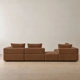 Riviera III Chestnut Brown Chenille Fabric Modular Sofa