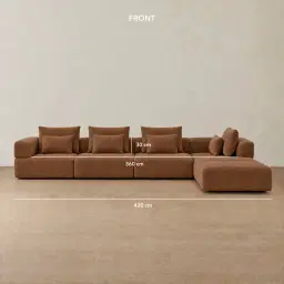 Riviera III Chestnut Brown Chenille Fabric Modular Sofa
