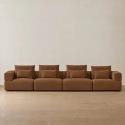 Riviera III Chestnut Brown Chenille 4 Pieces Modular Fabric Sofa