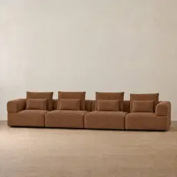 Riviera III Chestnut Brown Chenille 4 Pieces Modular Fabric Sofa