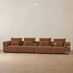 Riviera III Chestnut Brown Chenille 4 Pieces Modular Fabric Sofa
