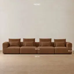 Riviera III Chestnut Brown Chenille 4 Pieces Modular Fabric Sofa