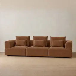 Riviera III Chestnut Brown Chenille 3 Pieces Modular Fabric Sofa