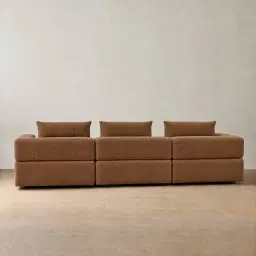 Riviera III Chestnut Brown Chenille 3 Pieces Modular Fabric Sofa