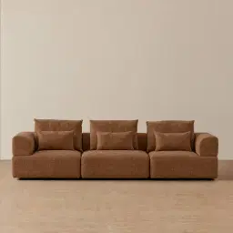 Riviera III Chestnut Brown Chenille 3 Pieces Modular Fabric Sofa