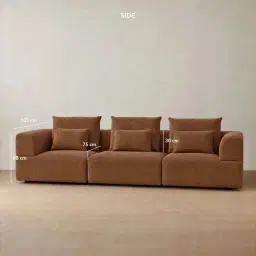 Riviera III Chestnut Brown Chenille 3 Pieces Modular Fabric Sofa