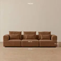 Riviera III Chestnut Brown Chenille 3 Pieces Modular Fabric Sofa