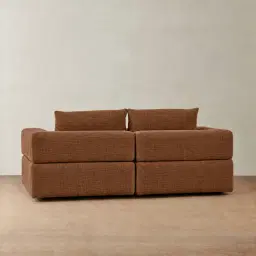 Riviera III Chestnut Brown Chenille 2 Pieces Modular Fabric Sofa