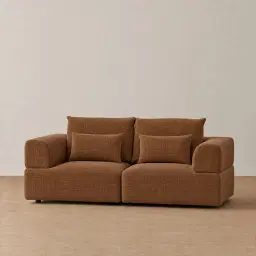 Riviera III Chestnut Brown Chenille 2 Pieces Modular Fabric Sofa