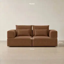 Riviera III Chestnut Brown Chenille 2 Pieces Modular Fabric Sofa