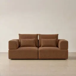 Riviera III Chestnut Brown Chenille 2 Pieces Modular Fabric Sofa