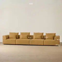 Riviera III Tuscan Sun Chenille 4 Pieces Modular Fabric Sofa