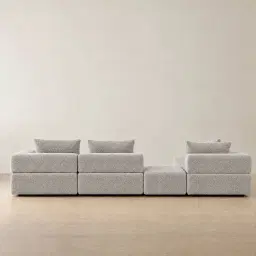 Riviera III Silk Grey Fabric Modular Sofa