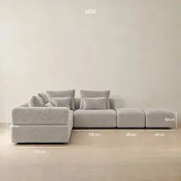 Riviera III Silk Grey Fabric Modular Sofa
